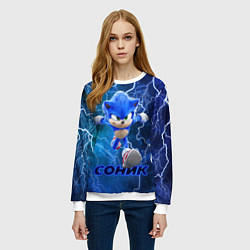 Свитшот женский SONIC, цвет: 3D-белый — фото 2