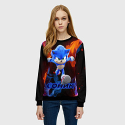 Свитшот женский SONIC, цвет: 3D-черный — фото 2