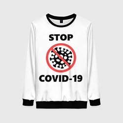 Свитшот женский STOP COVID-19, цвет: 3D-черный