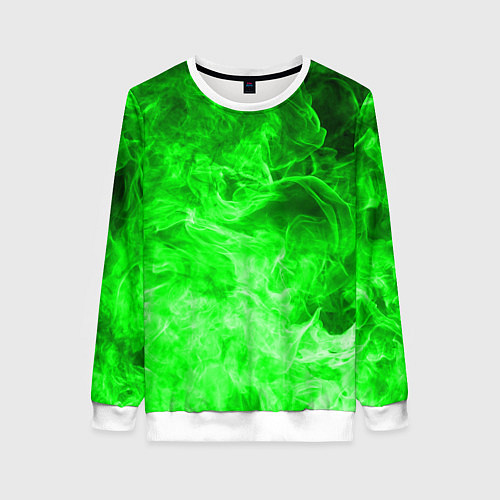 Женский свитшот ОГОНЬ GREEN NEON / 3D-Белый – фото 1
