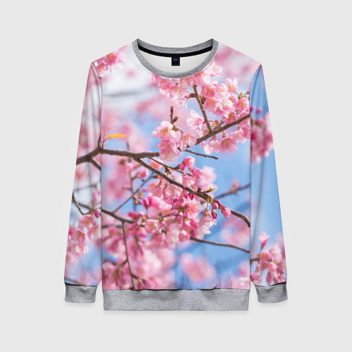 Женский свитшот Ветки Сакуры / 3D-Меланж – фото 1