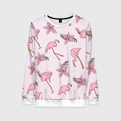 Женский свитшот Розовый фламинго / 3D-Белый – фото 1