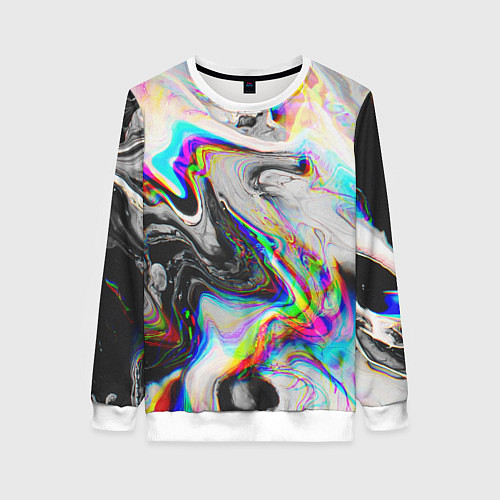 Женский свитшот DIGITAL ABSTRACT GLITCH / 3D-Белый – фото 1