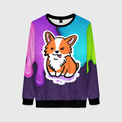 Свитшот женский Милый корги, цвет: 3D-черный