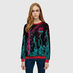 Свитшот женский CYBERPUNK, цвет: 3D-красный — фото 2