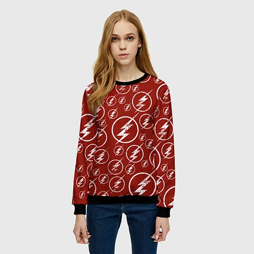 Женский свитшот The Flash Logo Pattern / 3D-Черный – фото 3