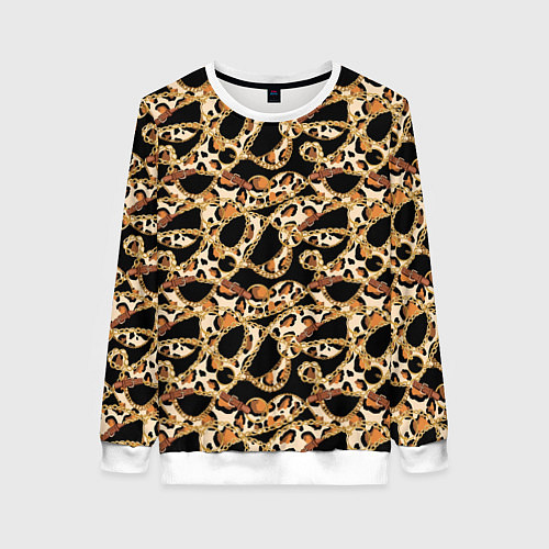 Женский свитшот Versace Леопардовая текстура / 3D-Белый – фото 1