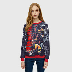 Свитшот женский Predator - jungle texture, цвет: 3D-красный — фото 2