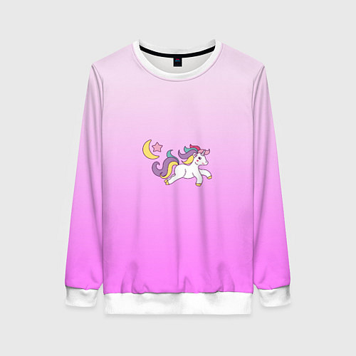 Женский свитшот Милый единорог - радуга / 3D-Белый – фото 1