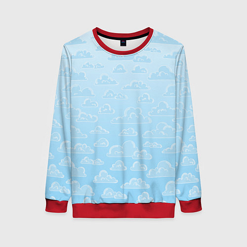 Женский свитшот Очень светлые голубые облака / 3D-Красный – фото 1