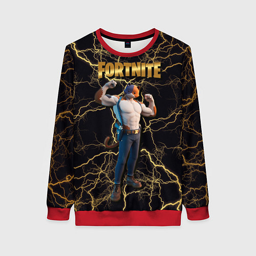 Женский свитшот Meowcles Fortnite 2 / 3D-Красный – фото 1
