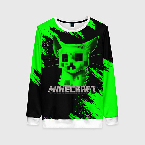 Женский свитшот MINECRAFT CREEPER CAT / 3D-Белый – фото 1