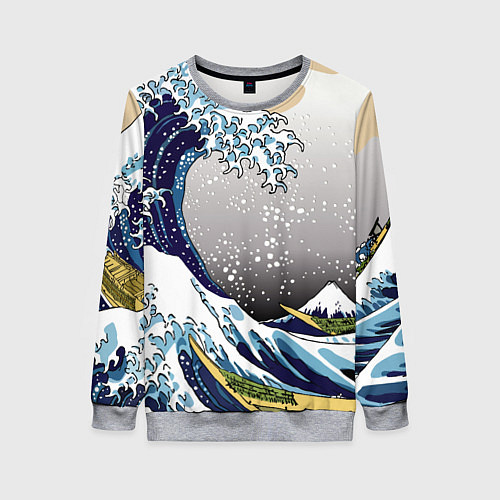 Женский свитшот The great wave off kanagawa / 3D-Меланж – фото 1