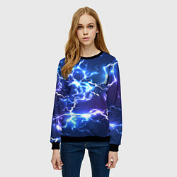 Свитшот женский СВЕТЯЩИЕСЯ МОЛНИИ, цвет: 3D-черный — фото 2