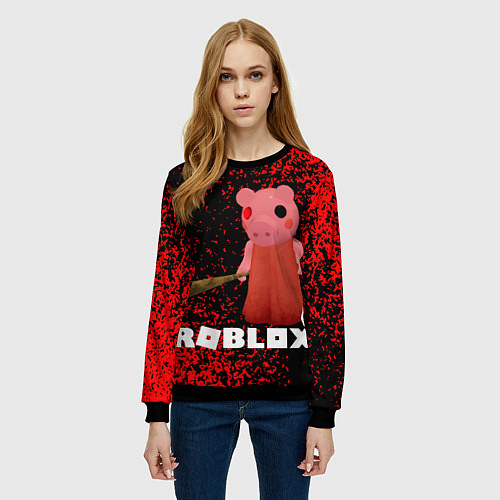 Женский свитшот Roblox Piggy / 3D-Черный – фото 3