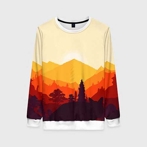 Женский свитшот Горы закат пейзаж лиса арт / 3D-Белый – фото 1