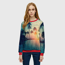 Свитшот женский Пальмы, цвет: 3D-красный — фото 2