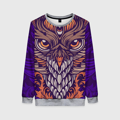 Женский свитшот Сова в Арт-Деко / 3D-Меланж – фото 1