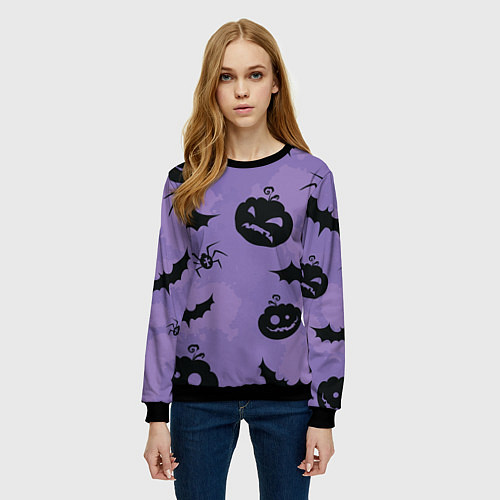 Женский свитшот Фиолетовый хэллоуин / 3D-Черный – фото 3