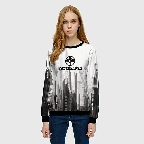 Женский свитшот Cyberpunk 2077 Arasaka / 3D-Черный – фото 3