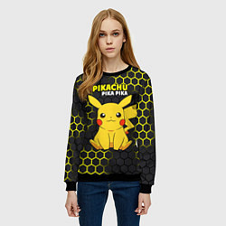 Свитшот женский Pikachu Pika Pika, цвет: 3D-черный — фото 2