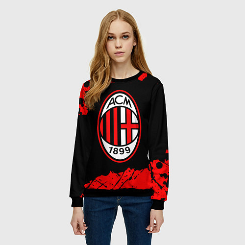 Женский свитшот AC MILAN МИЛАН / 3D-Черный – фото 3