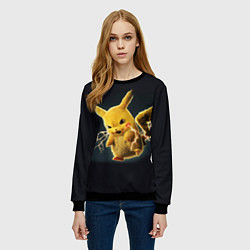 Свитшот женский Pikachu Pika Pika, цвет: 3D-черный — фото 2