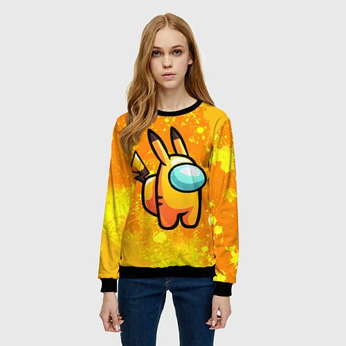 Женский свитшот AMONG US - Pikachu / 3D-Черный – фото 3