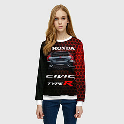 Свитшот женский Honda Civic Type R, цвет: 3D-белый — фото 2