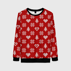 Свитшот женский Красный рождественский свитер, цвет: 3D-черный