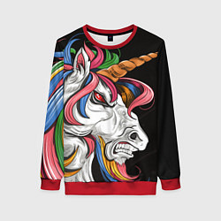 Свитшот женский Evil unicorn, цвет: 3D-красный