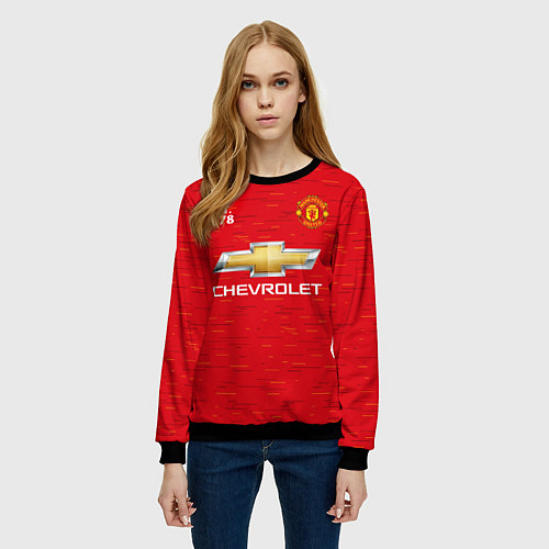 Женский свитшот MANCHESTER UNITED 2021 - HOME / 3D-Черный – фото 3