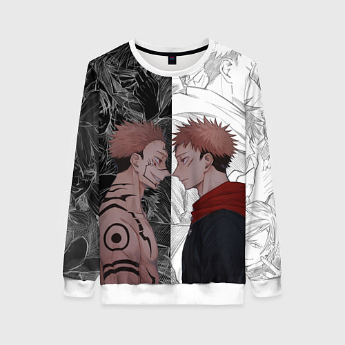 Женский свитшот Jujutsu Kaisen Сукуна х Юдзи / 3D-Белый – фото 1