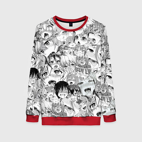 Женский свитшот Ahegao monochrome / 3D-Красный – фото 1