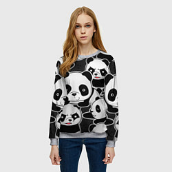 Свитшот женский Смешные панды, цвет: 3D-меланж — фото 2