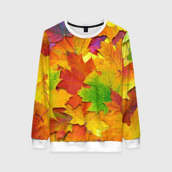 Свитшот женский Осенние листья, цвет: 3D-белый
