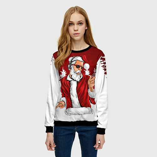 Женский свитшот Music Santa / 3D-Черный – фото 3