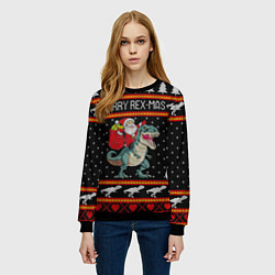 Свитшот женский Merry Rex-mas, цвет: 3D-черный — фото 2