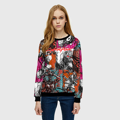Женский свитшот Cyberpunk 2077 / 3D-Черный – фото 3