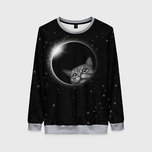 Женский свитшот Кот в Космосе / 3D-Меланж – фото 1