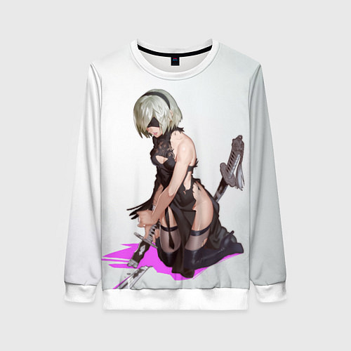 Женский свитшот NIER AUTOMATA 2B / 3D-Белый – фото 1