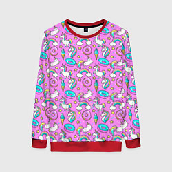 Женский свитшот Единороги и пончики