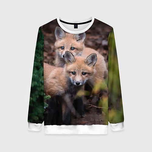 Женский свитшот Лисички фото / 3D-Белый – фото 1