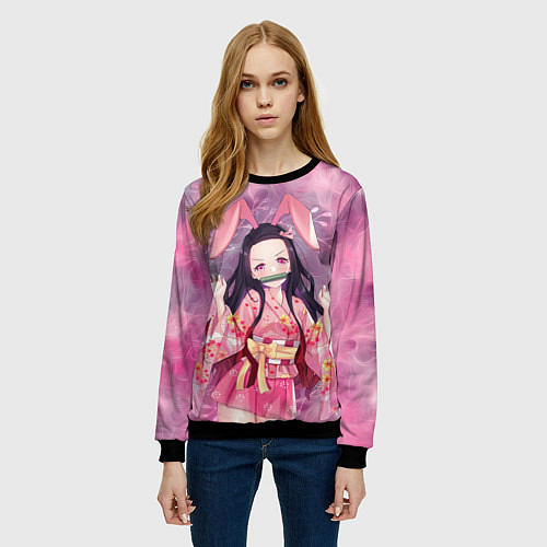 Женский свитшот Незуко Камадо / 3D-Черный – фото 3