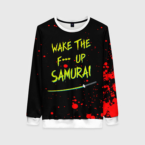 Женский свитшот WAKE THE F*** UP SAMURAI / 3D-Белый – фото 1