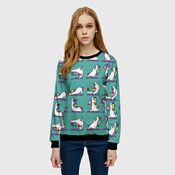 Свитшот женский Единороги Зарядка, цвет: 3D-черный — фото 2