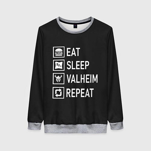 Женский свитшот EatSleepValheimRepeat / 3D-Меланж – фото 1