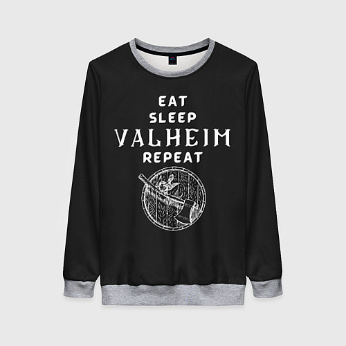 Женский свитшот Eat Sleep Valheim Repeat / 3D-Меланж – фото 1