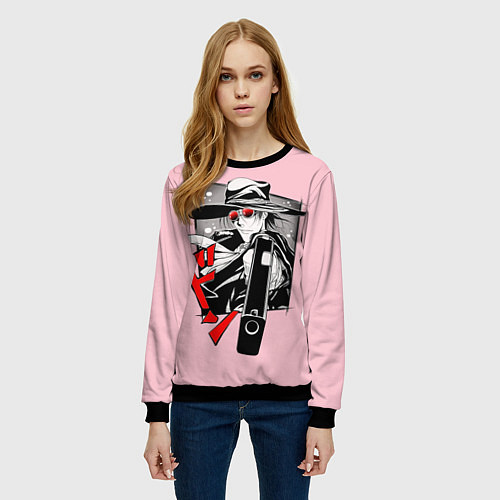 Женский свитшот Hellsing Хеллсинг / 3D-Черный – фото 3