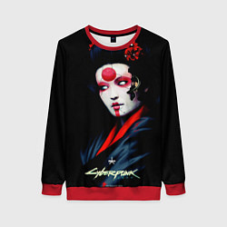 Свитшот женский Cyberpunk 2077 самурай, цвет: 3D-красный